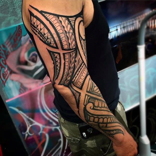Guys Celtic Tribal Sleeve Tattoos