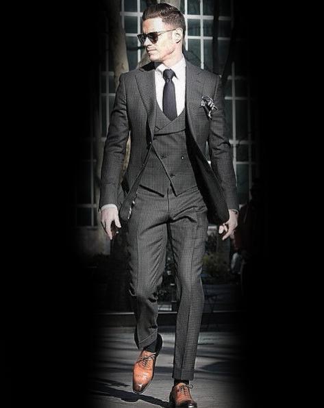 Guys Charcoal Grey Suit Brown Shoes Style Designs