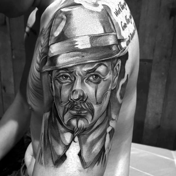 Guys Chicano Portrait Of Male Wearing Hat Arm Tattoo