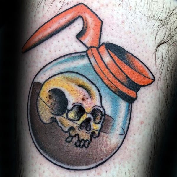 Guys Coffee Pot With Skull Arm Tattoos Ideas