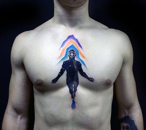 Guys Consciousness Tattoo Design Ideas Upper Chest