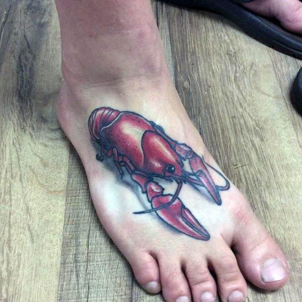 Guys Crawfish Tattoo Design Ideas On Foot
