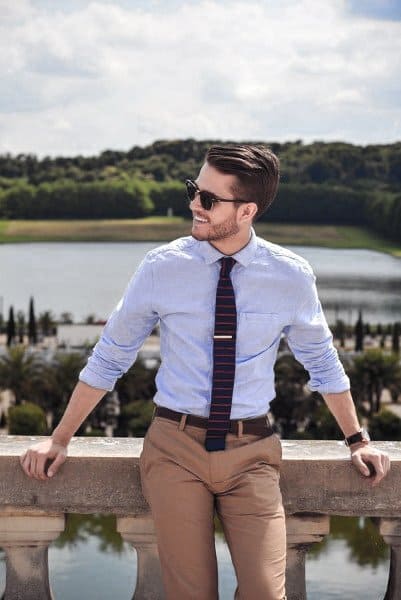 Guys Dapper Style Casual Wear Ideas Blue Dress Shirt