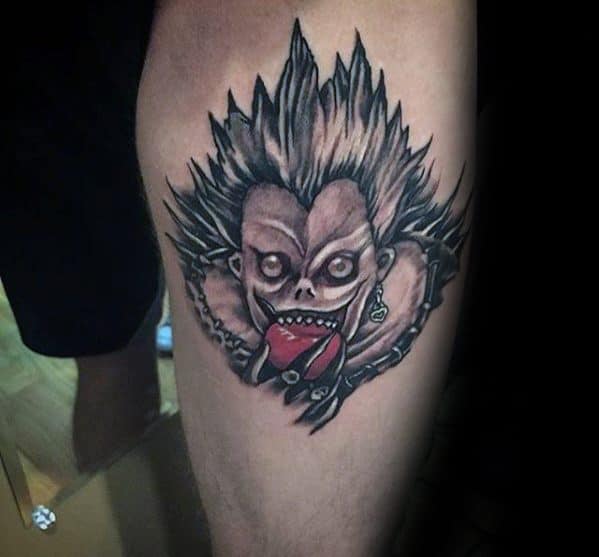 Guys Death Note Tattoo Deisgns Thigh