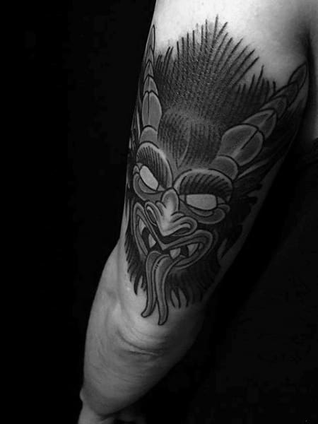 Guys Demon Mask Tattoo