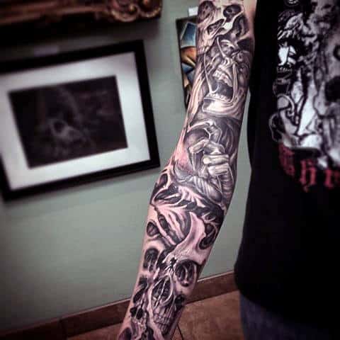 Guys Demon Tattoo Sleeve
