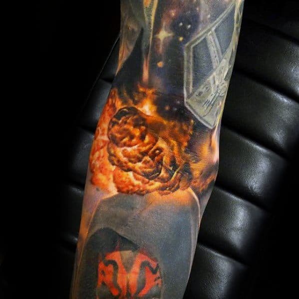 Guys Ditch Tattoo Star Wars Explosion 3d Realistic Design Ideas