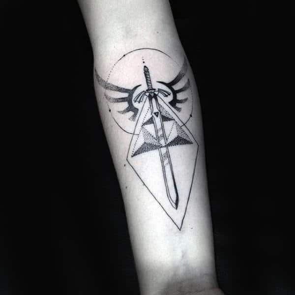Guys Dotwork Zelda Geometric Tattoo Ideas