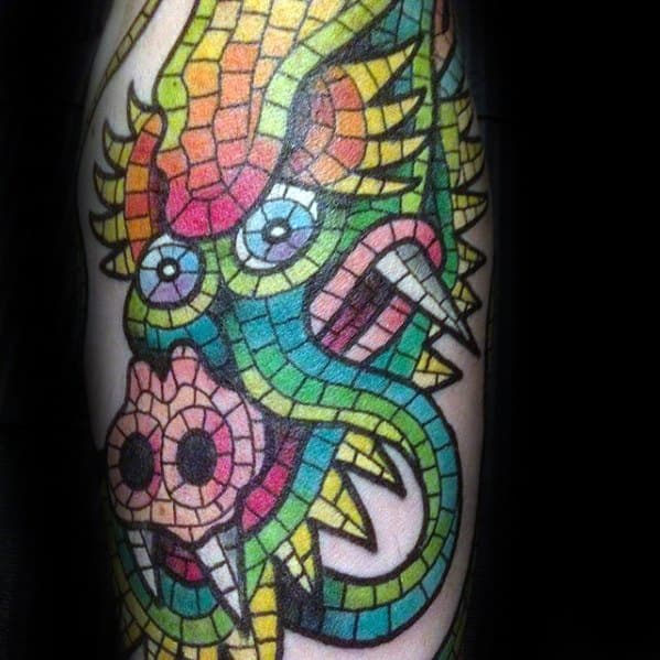 Guys Dragon Arm Mosaic Tattoo Deisgns