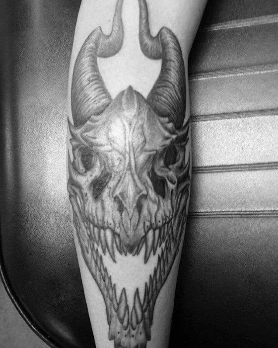Guys Dragon Skull Tattoos