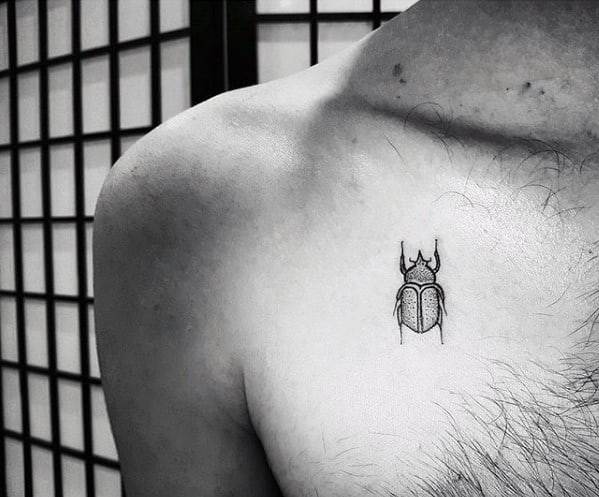 Guys Egyptian Beetle Chest Quarter Sized Tattoos