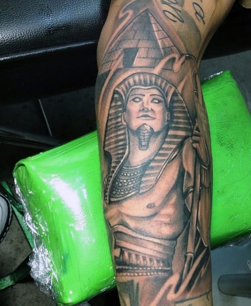 Guy's Egyptian Style Tattoos