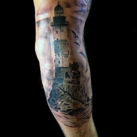 Guys Elbow Lighthouse Tattoo Inspiration