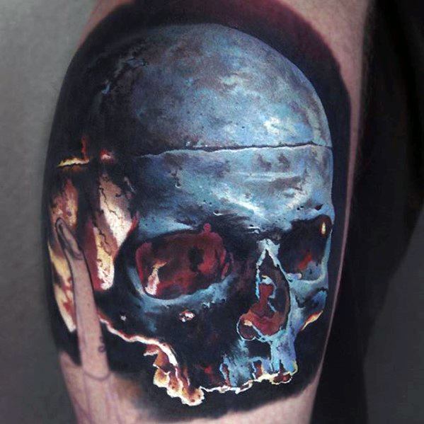 Guys Epic 3d Realistic Skull Tattoo Designs