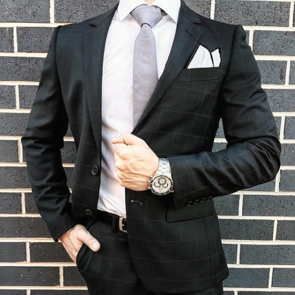 Guys Fashion Ideas Black Suit Styles With White Pocket Square