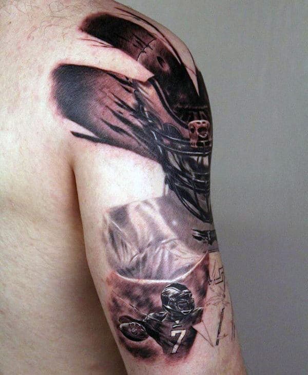 Guys Football Player Half Sleeve Tattoo Designs