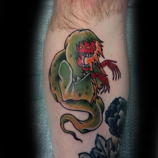 Guys Forearm Green Halloween Ghost Tattoo