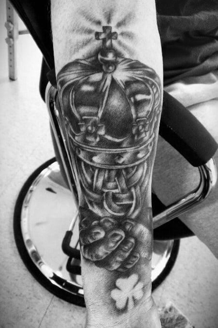 Guys Forearm Sleeve Claddagh Tattoos Theme