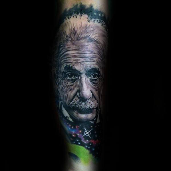 Guys Forearm Sleeve Tattoo Ideas Albert Einstein Designs