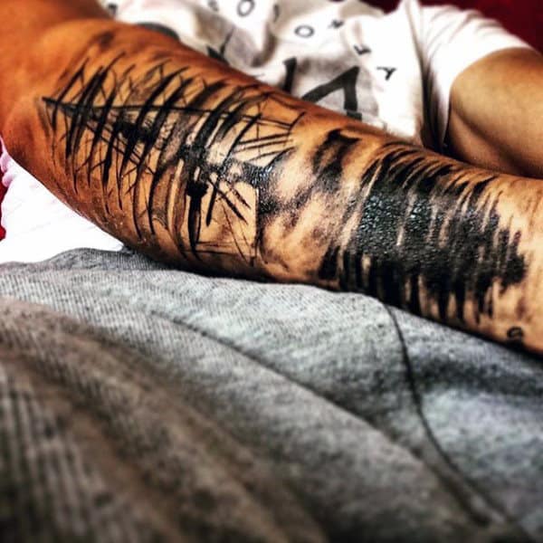 Guys Forearm Tattooed Sailor