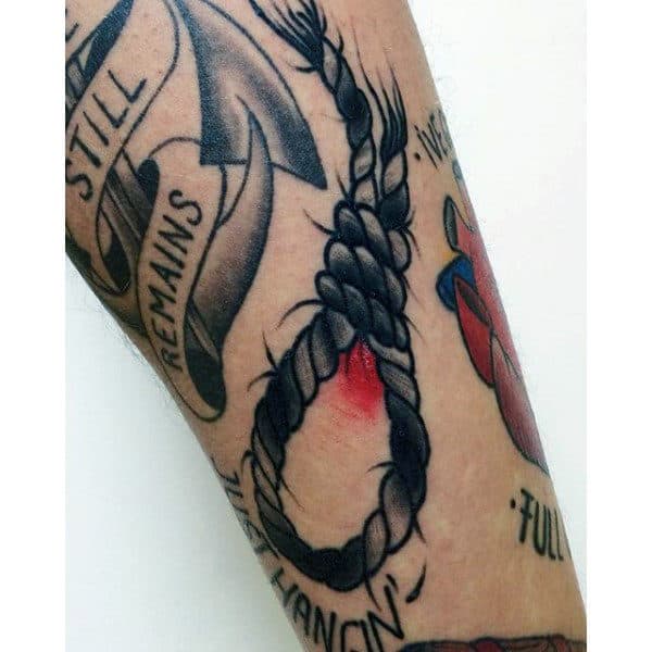 Guys Forearms Black Rope Tattoo