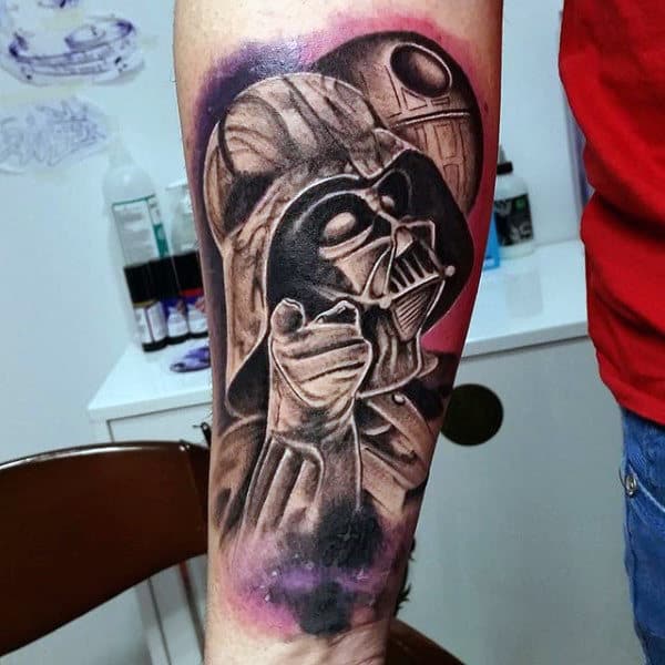 Guys Forearms Darth Vader Pointing Towards You Tattoo