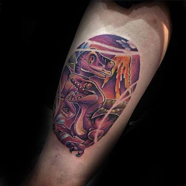 Guys Forearms Dino New School Tattoo