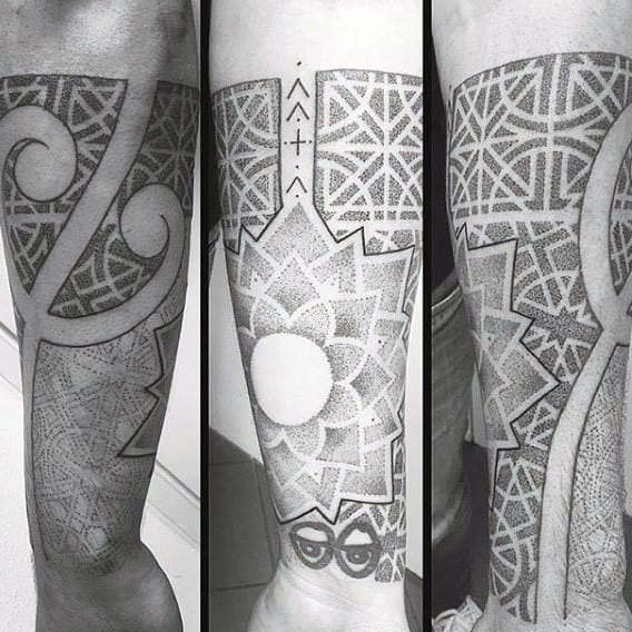 Guys Forearms Dotted Pattern Tattoo