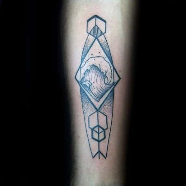 Guys Forearms Dotted Surf Tattoo