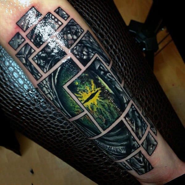 Guys Forearms Frame Patterned Eye Tattoo