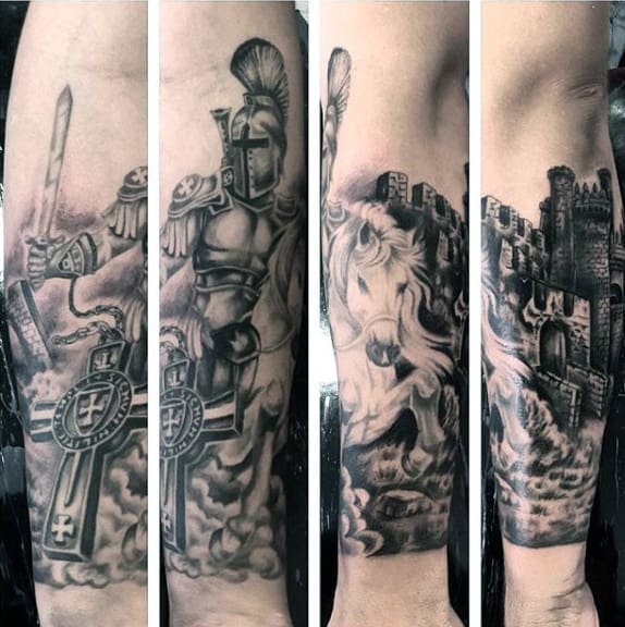 Guys Forearms Majestic Horse And Warrior Tattoo