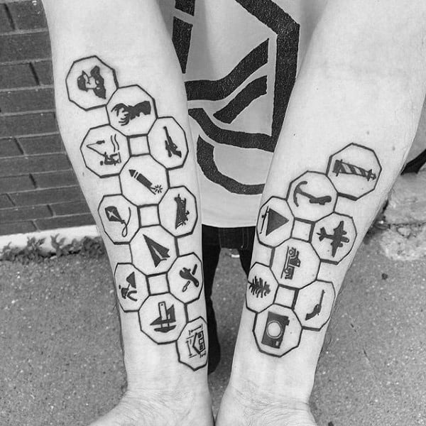 Guys Forearms Octagons Dad Tattoo