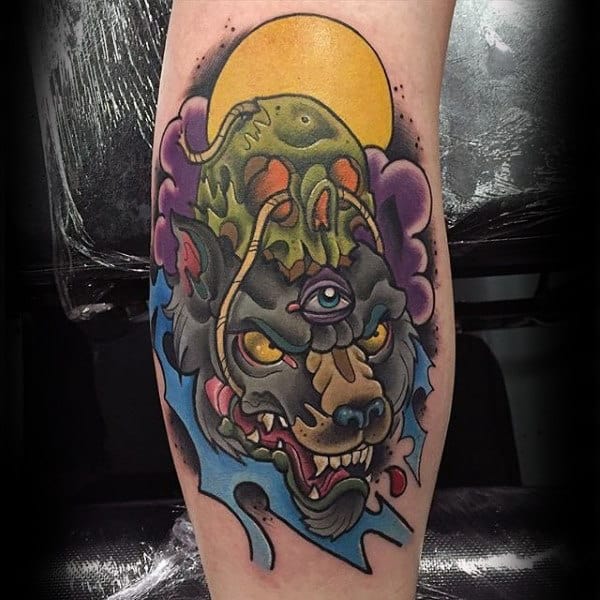 Guys Forearms One Eyed Beast New School Tattoo