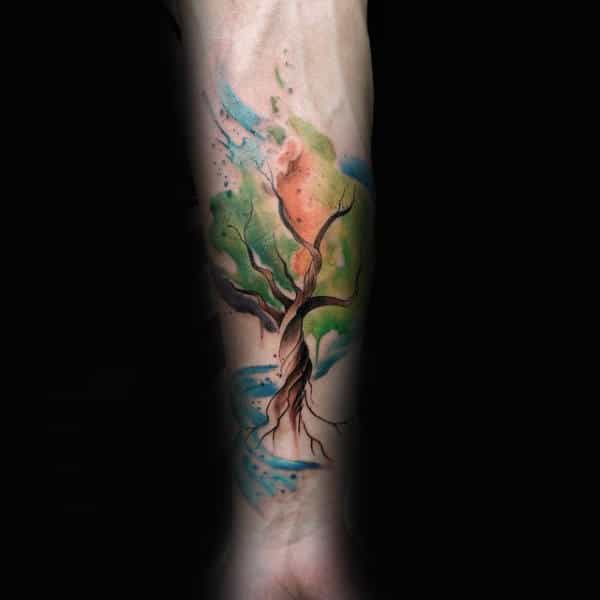 Guys Forearms Pretty Watercolor Tree