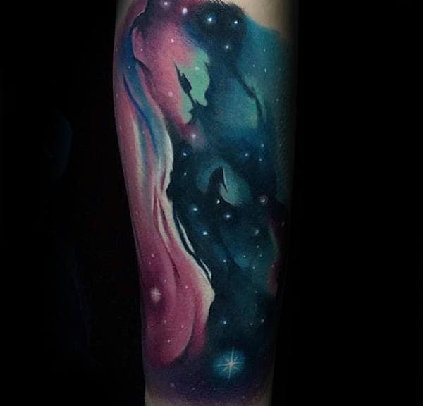 Guys Forearms Shiny Astronomy Tattoo