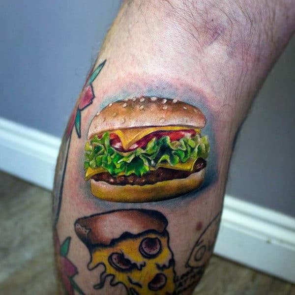 Guys Forearms Small Burger Food Tattoo