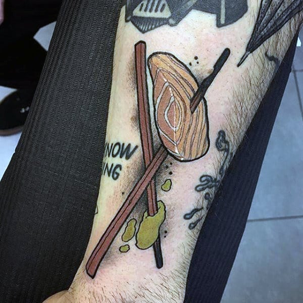 Guys Forearms Sushi Food Tattoo