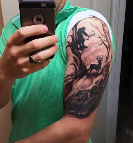 Guy's Fox Hunting Tattoo Arm