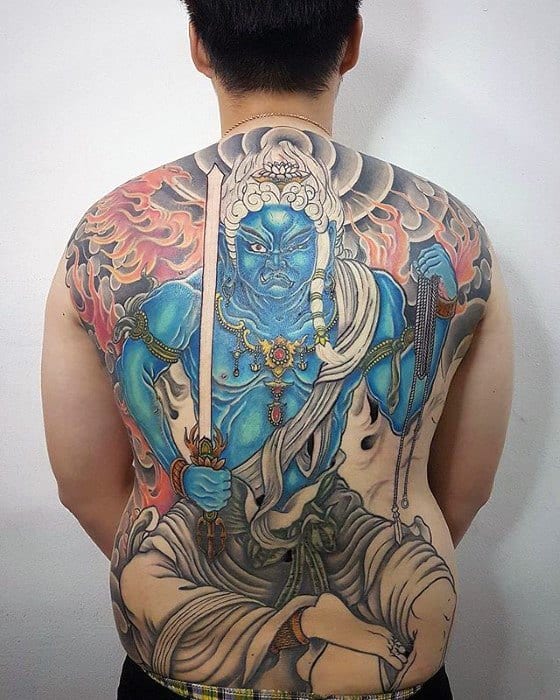 Guys Fudo Myoo Tattoo Design Ideas On Back