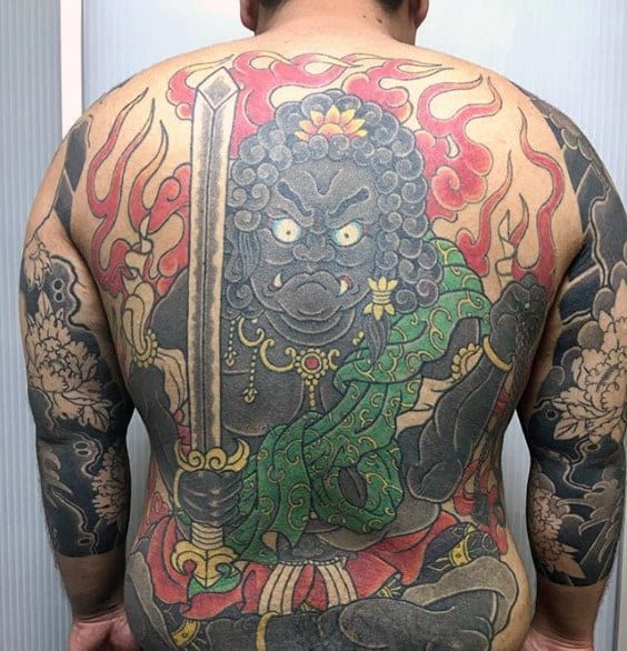 Guys Full Back Tattoo Ideas Fudo Myoo Designs
