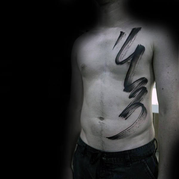 Guys Full Chest Brush Stroke Tattoo Ideas