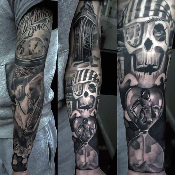 Guys Full Sleeves Amazing Grey Manly Tattoo