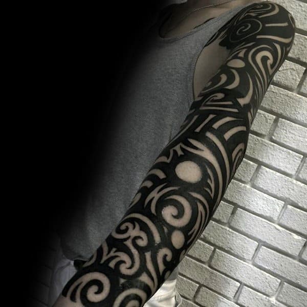 Guys Full Sleeves Black Sick Tattoo