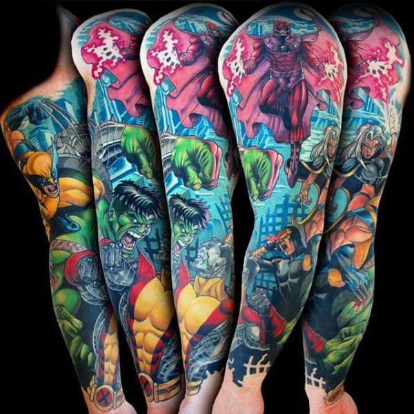 Guys Full Sleeves Hulk Tattoo