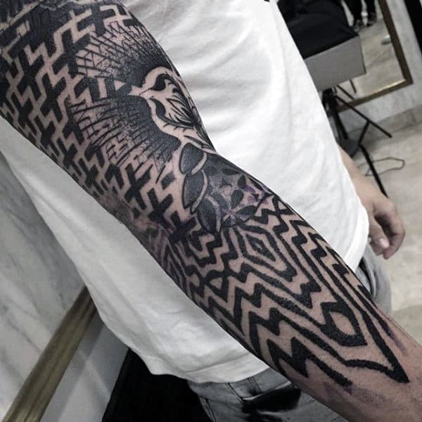 Guys Full Sleeves Pattern Tattoo
