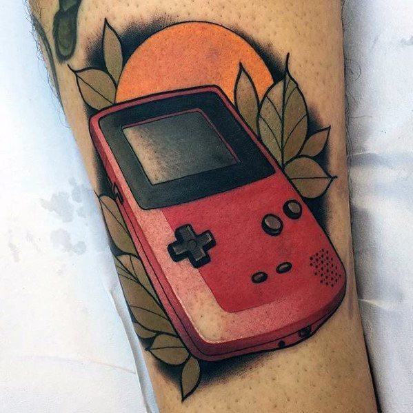 Guys Gamer Gameboy Neo Traditional Arm Tattoos Ideas