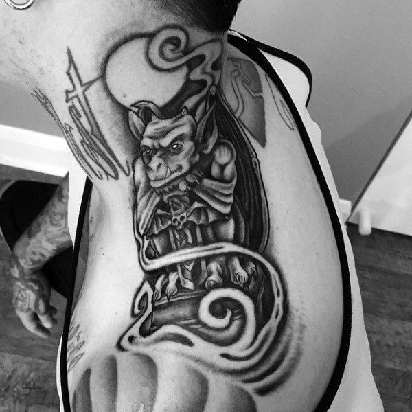 Guys Gargoyle Neck Tattoos