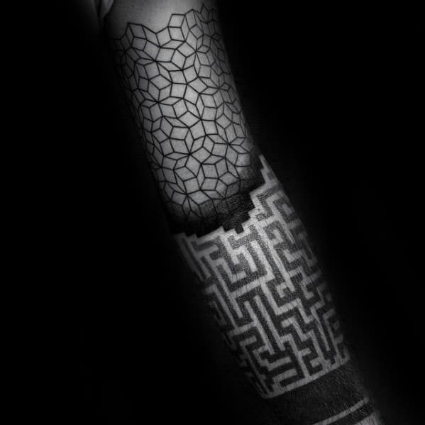 Guys Geometric Forearm Tattoo Deisgns