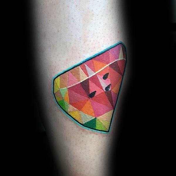 Guys Geometric Forearm Watermelon Tattoo Deisgns