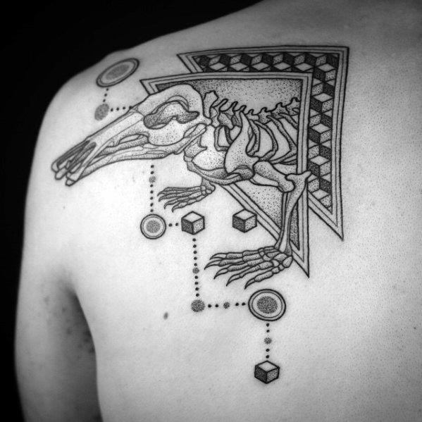 Guys Geometric Skeleton Platypus Tattoo Design Ideas Shoulder